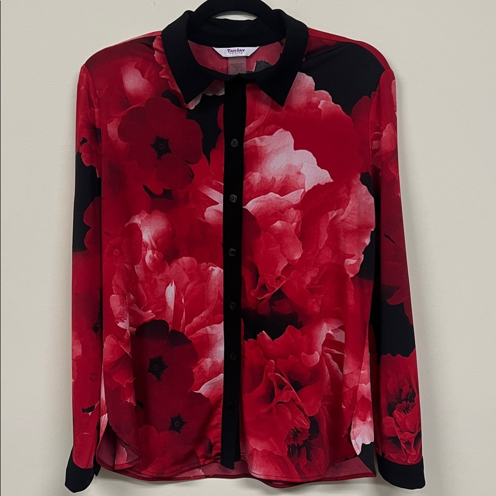 #74 TanJay Red and Black Blouse